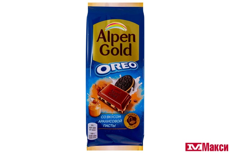 Alpen Gold Oreo со вкусом арахисовой пасты и кусочками печенья картинка